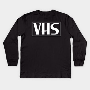 VHS Logo in White Kids Long Sleeve T-Shirt